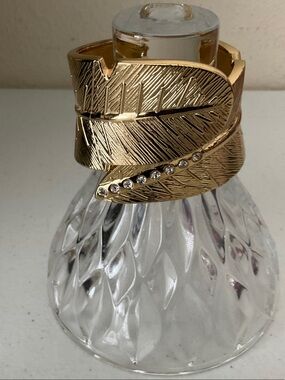 Gold Leaf Clamper Wrap Bracelet with Crystal Accents
